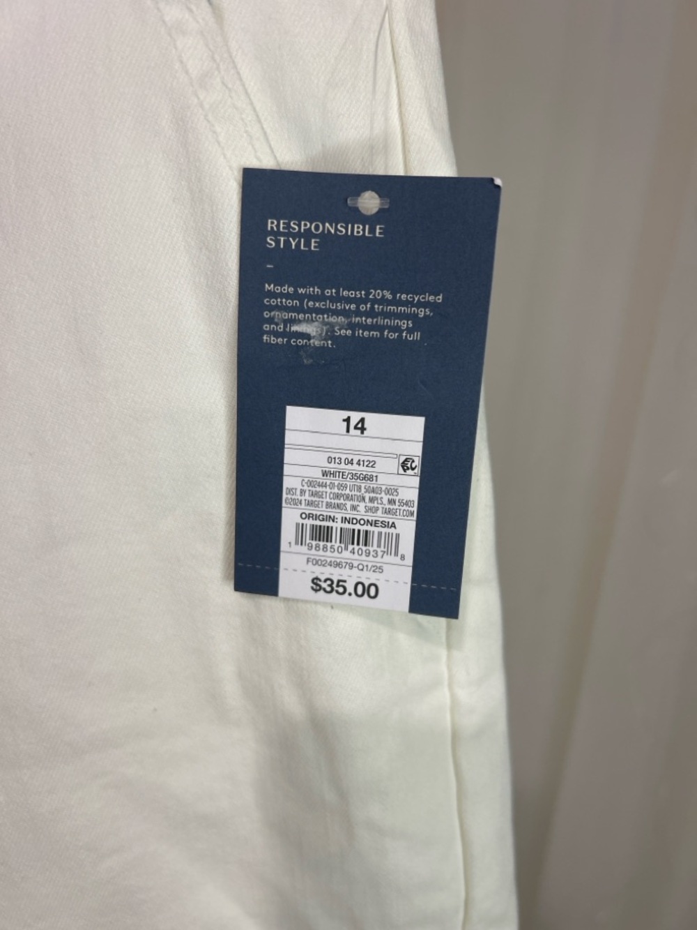 Universal Thread White Straight Leg Pants Size 14 NWT Stretch High Rise Classic - Picture 7 of 8